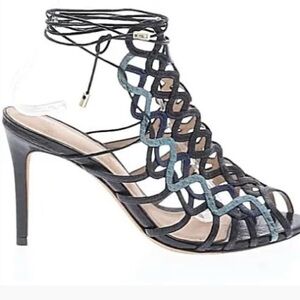 Alexandre Birman Navy, Black and Blue Lace-Up Heeled Sandals